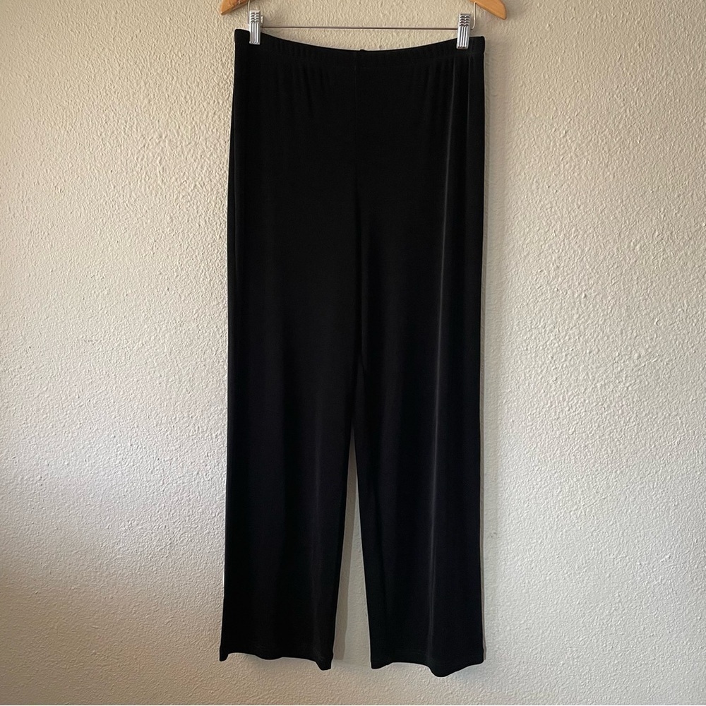 Citiknits Slinky Wide Leg Pull On Pants Women’s M Black Vintage Elastic Waist